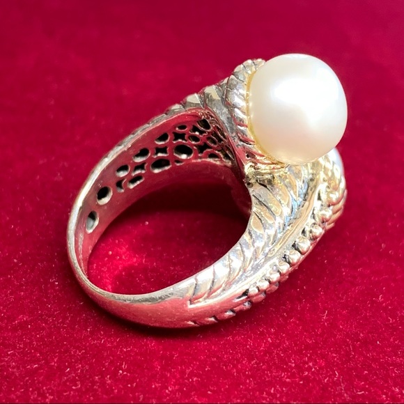 Beautiful Sterling Silver Cultured Freshwater Button Pearl Ring Size 5 - Picture 5 of 14